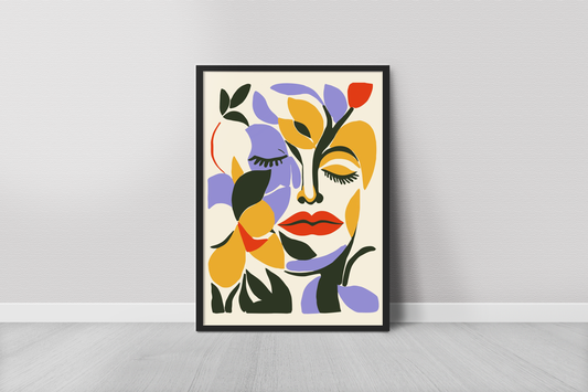 Woman with Big Red Lips & Flowers